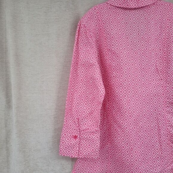 GRAND & Greene Women's XL Pink Linen Blend Button Up Blouse - Picture 5 of 13